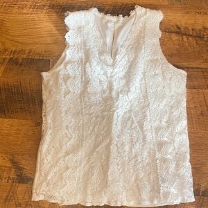 Elegant White Lace Sleeveless Top